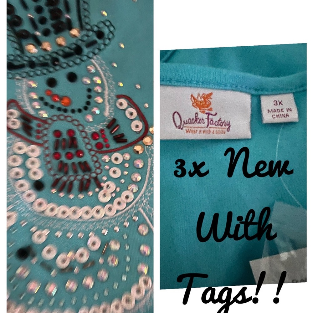 Quacker Factory NWT 3x T-shirt, 3/4 sleeve